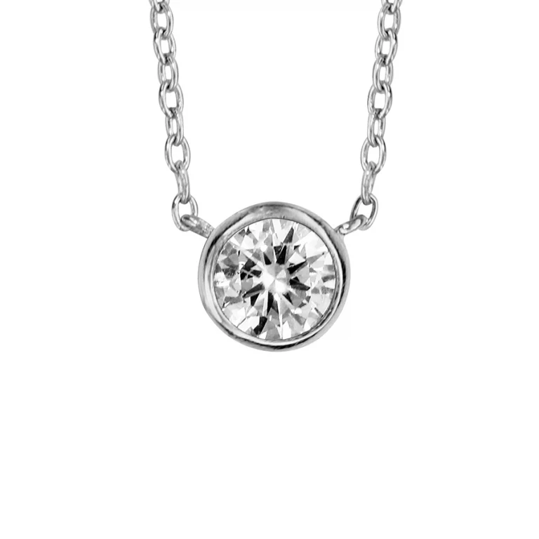 Collier solitaire à solitaire diamètre 5 mm – Argent 925 rhodié | Azuline