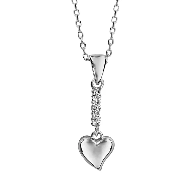 Collier cœur et barrette sertie d’oxydes – Argent 925 rhodié | Azuline