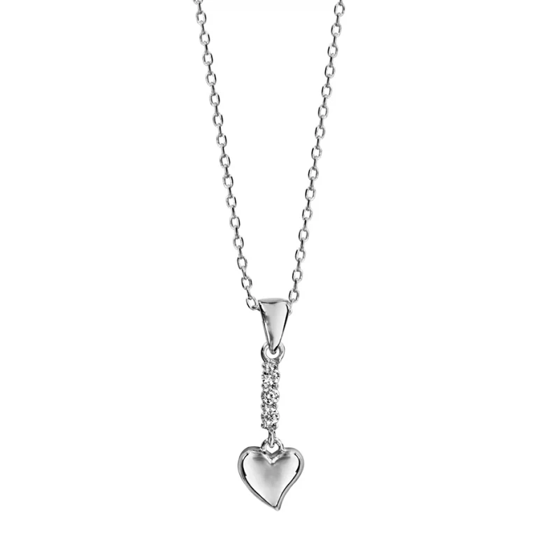 Collier cœur et barrette sertie d’oxydes – Argent 925 rhodié | Azuline