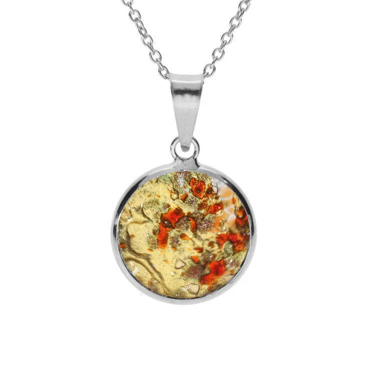 Collier rond en verre de Murano à éclats orangés – Argent 925 rhodié | Azuline