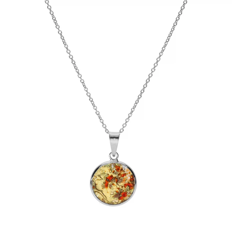 Collier rond en verre de Murano à éclats orangés – Argent 925 rhodié | Azuline