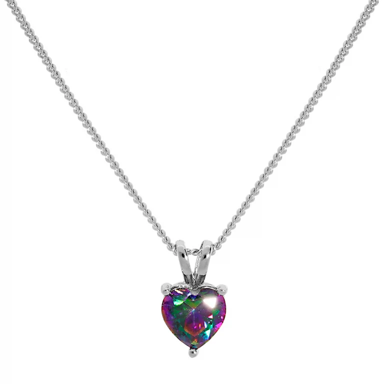 Collier cœur à oxyde mystique arc en ciel – Argent 925 rhodié | Azuline