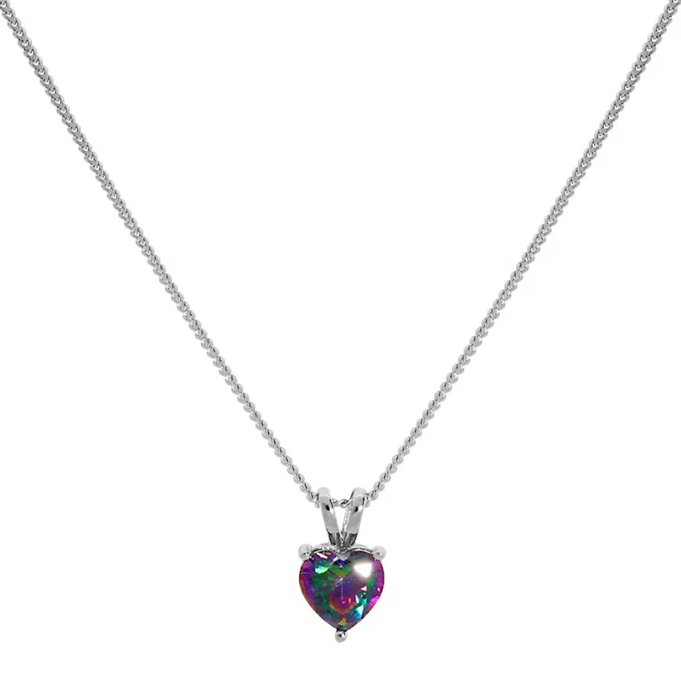 Collier cœur à oxyde mystique arc en ciel – Argent 925 rhodié | Azuline