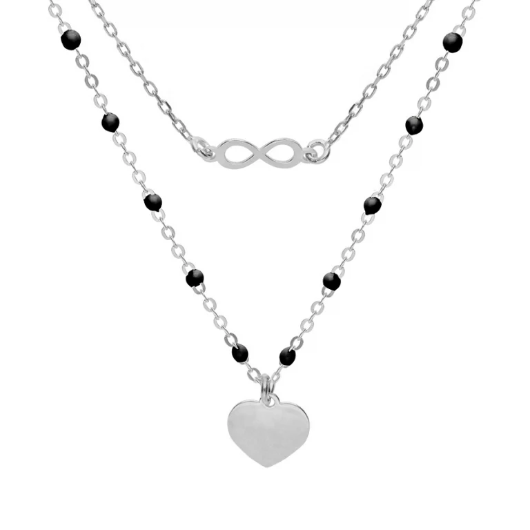 Collier cœur à perles – Argent 925 rhodié | Azuline