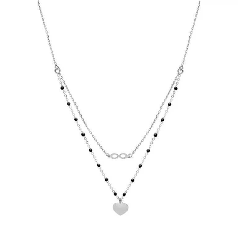 Collier cœur à perles – Argent 925 rhodié | Azuline