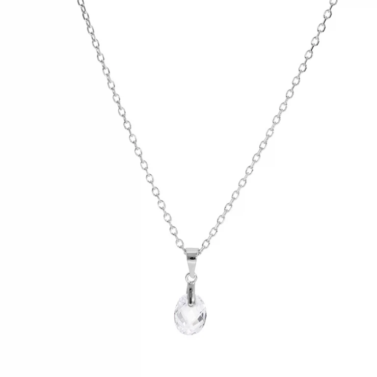 Collier goutte à oxyde blanc facetté – Argent 925 rhodié | Azuline