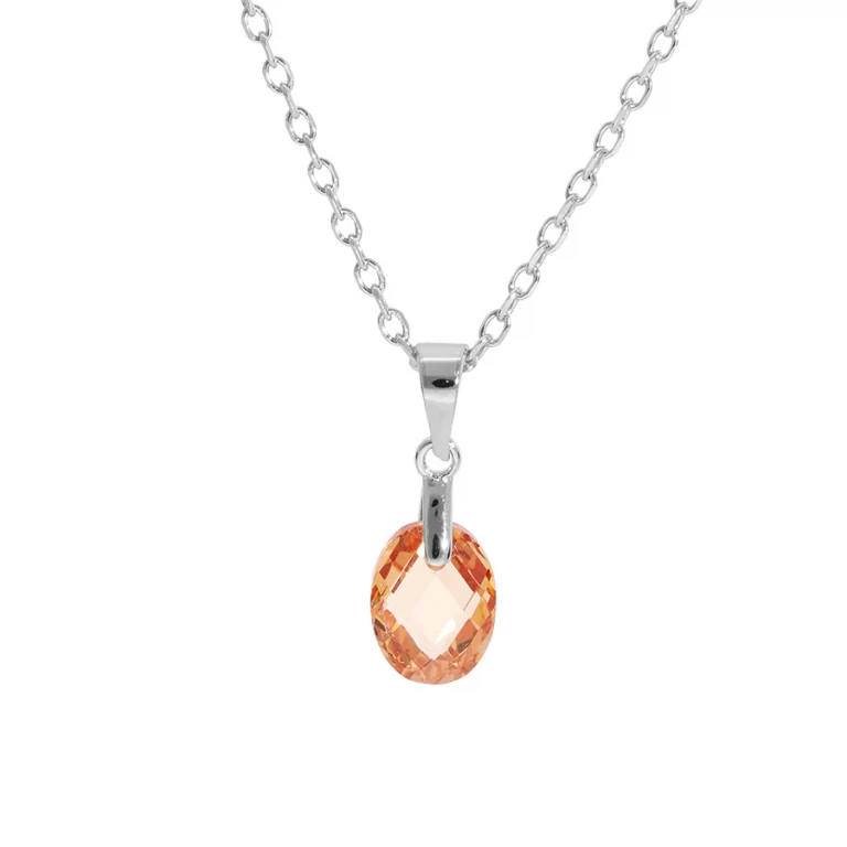 Collier goutte à oxyde orangé facetté – Argent 925 rhodié | Azuline