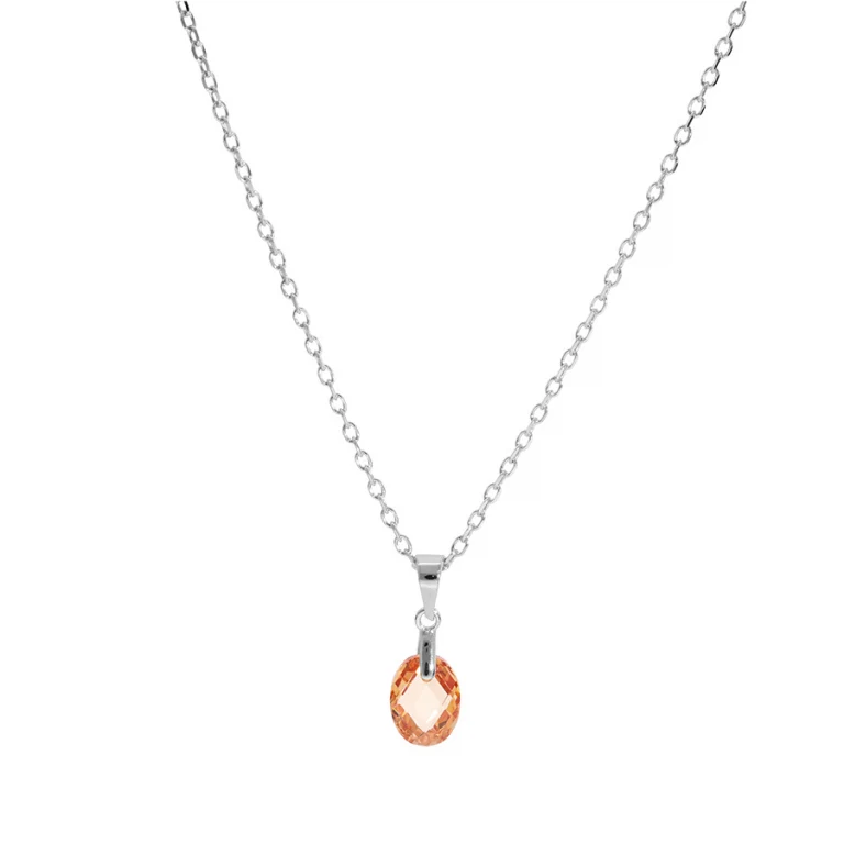Collier goutte à oxyde orangé facetté – Argent 925 rhodié | Azuline