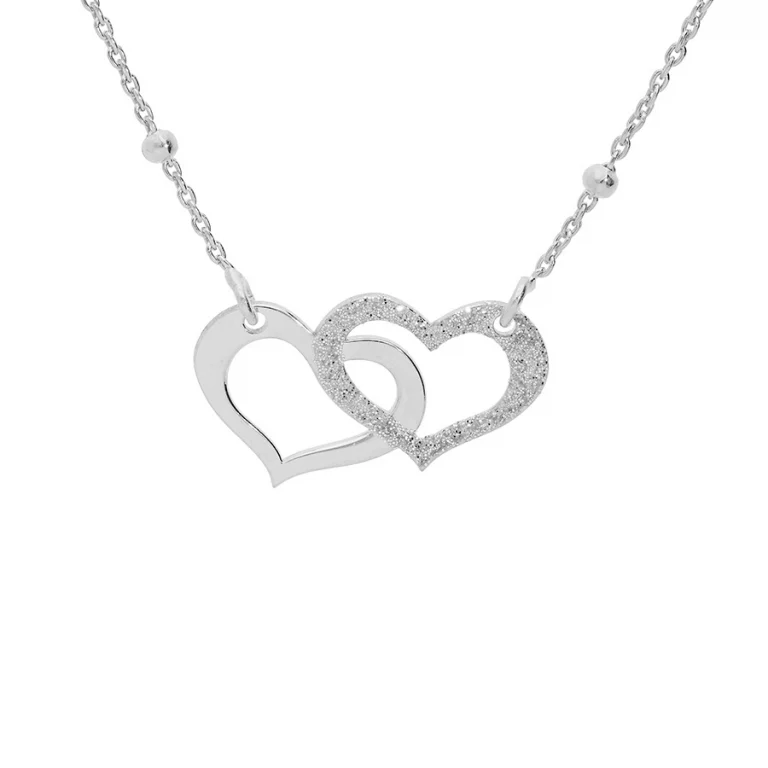 Collier double cœur à boules – Argent 925 rhodié | Azuline
