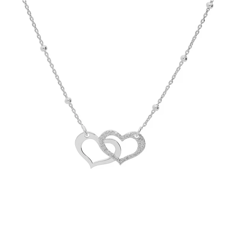 Collier double cœur à boules – Argent 925 rhodié | Azuline