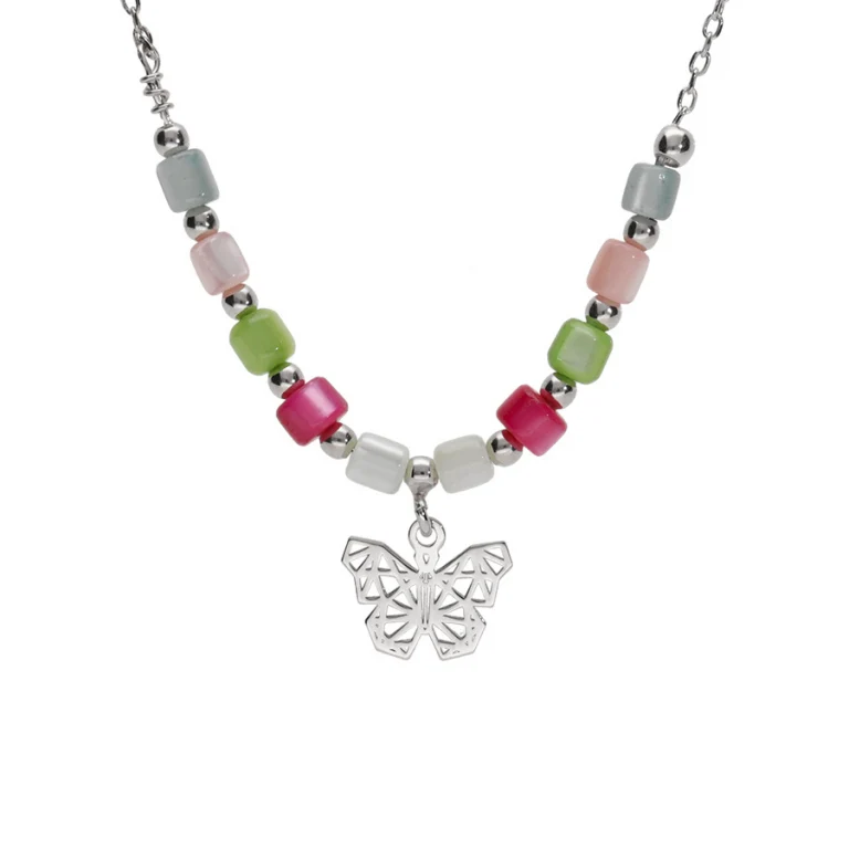 Collier papillon à perles – Argent 925 rhodié | Azuline