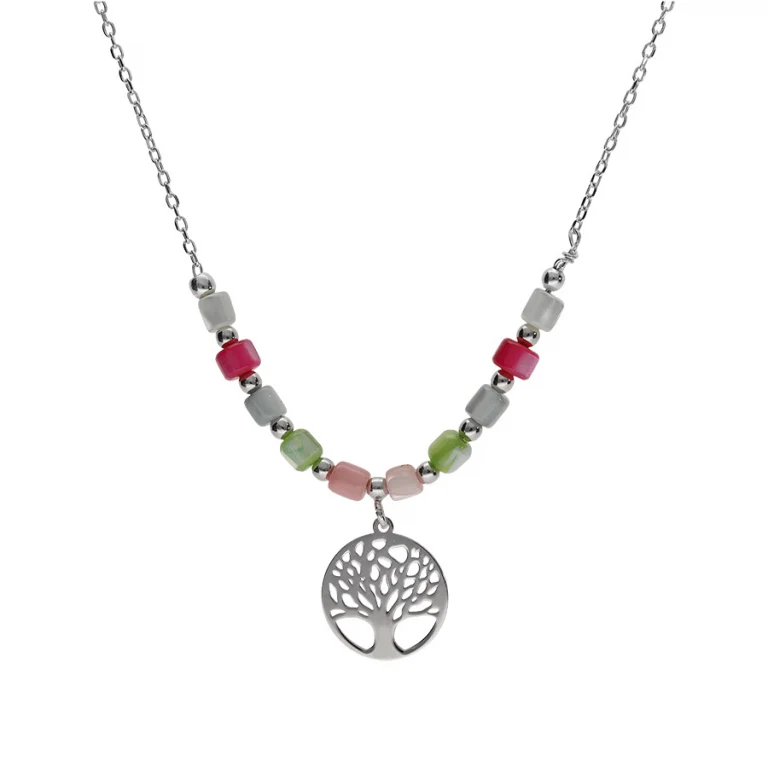 Collier arbre de vie à perles – Argent 925 rhodié | Azuline