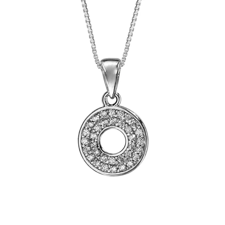 Collier cercle percé serti d’oxydes blancs – Argent 925 rhodié | Azuline