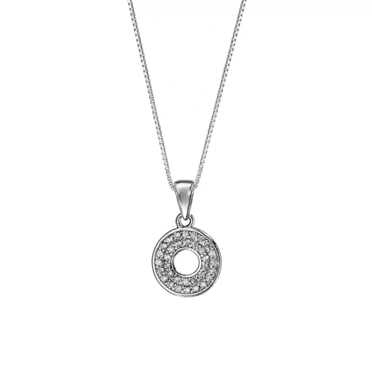 Collier cercle percé serti d’oxydes blancs – Argent 925 rhodié | Azuline