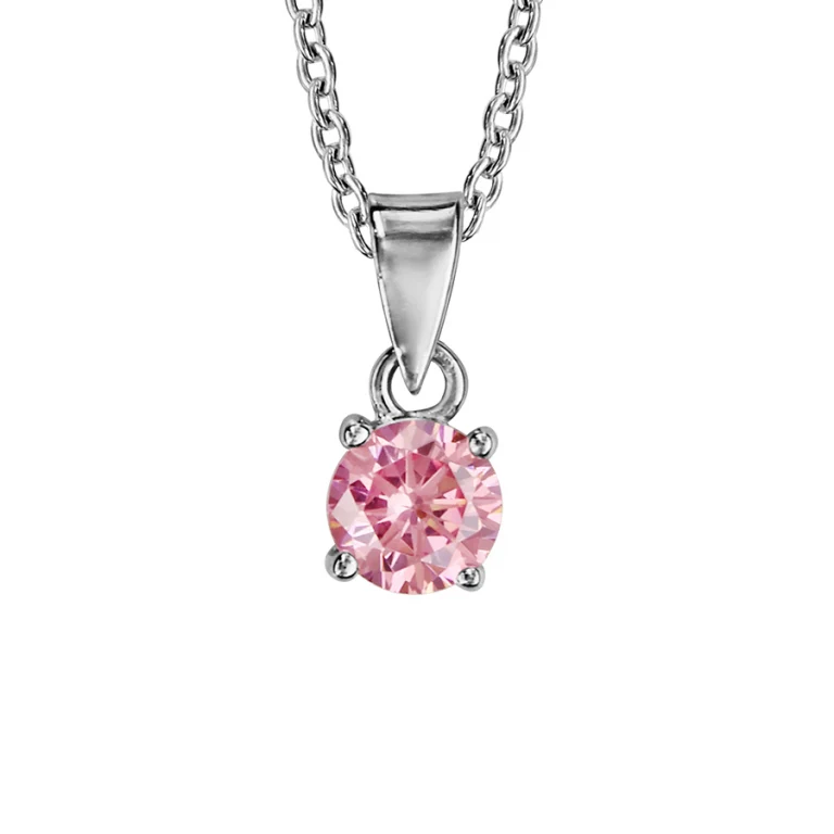 Collier rond à oxyde rose rond 4mm – Argent 925 rhodié | Azuline