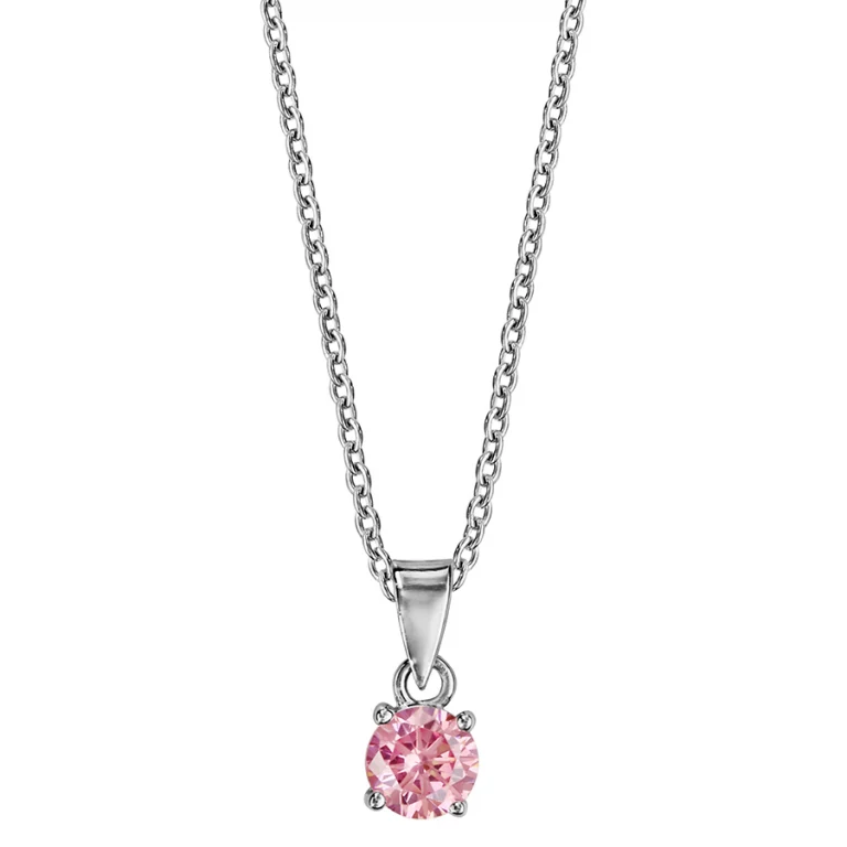 Collier rond à oxyde rose rond 4mm – Argent 925 rhodié | Azuline