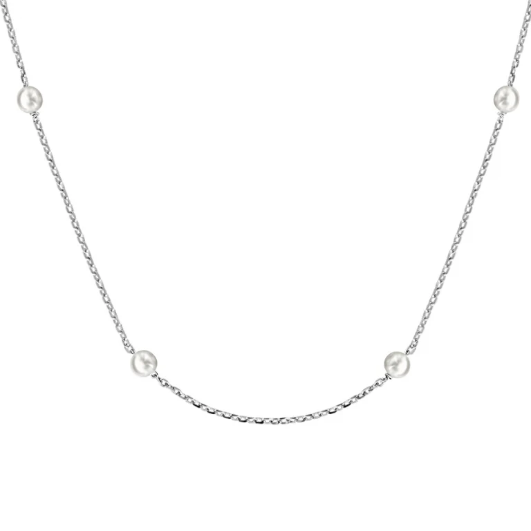 Collier six perles synthétiques blanches – Argent 925 rhodié | Azuline
