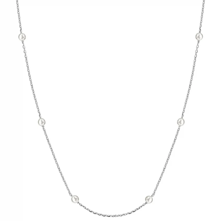 Collier six perles synthétiques blanches – Argent 925 rhodié | Azuline