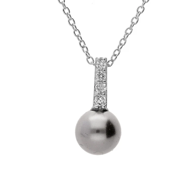 Collier sphère serti d’oxydes blancs – Argent 925 rhodié | Azuline