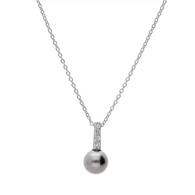Collier sphère serti d’oxydes blancs – Argent 925 rhodié | Azuline