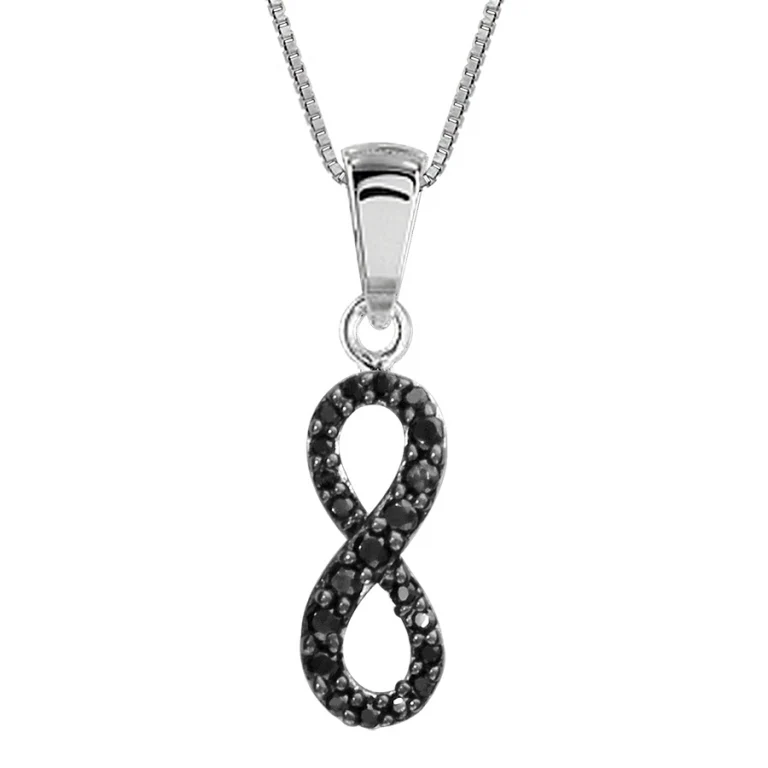 Collier infini serti d’oxydes noirs – Argent 925 rhodié | Azuline