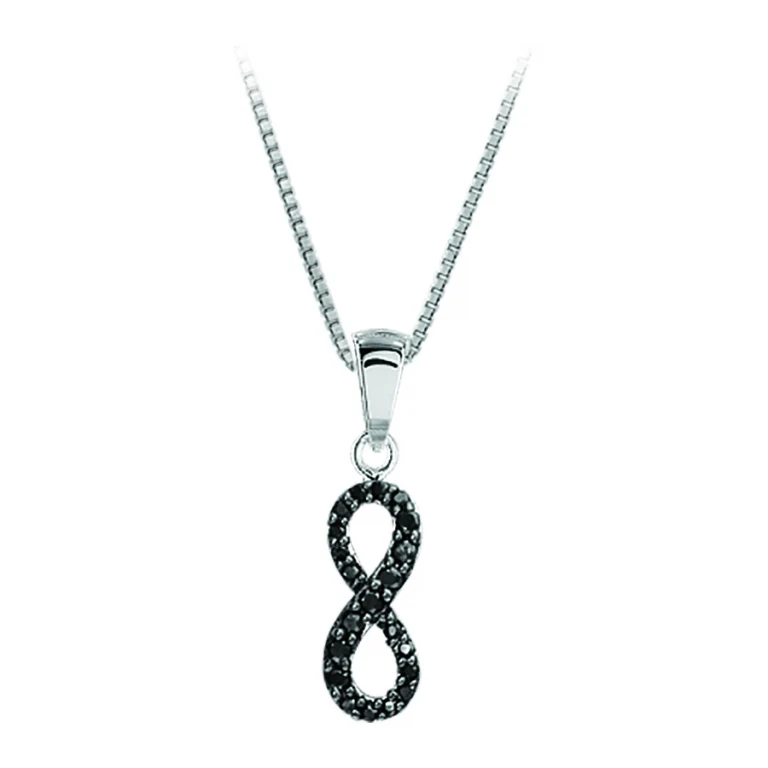 Collier infini serti d’oxydes noirs – Argent 925 rhodié | Azuline