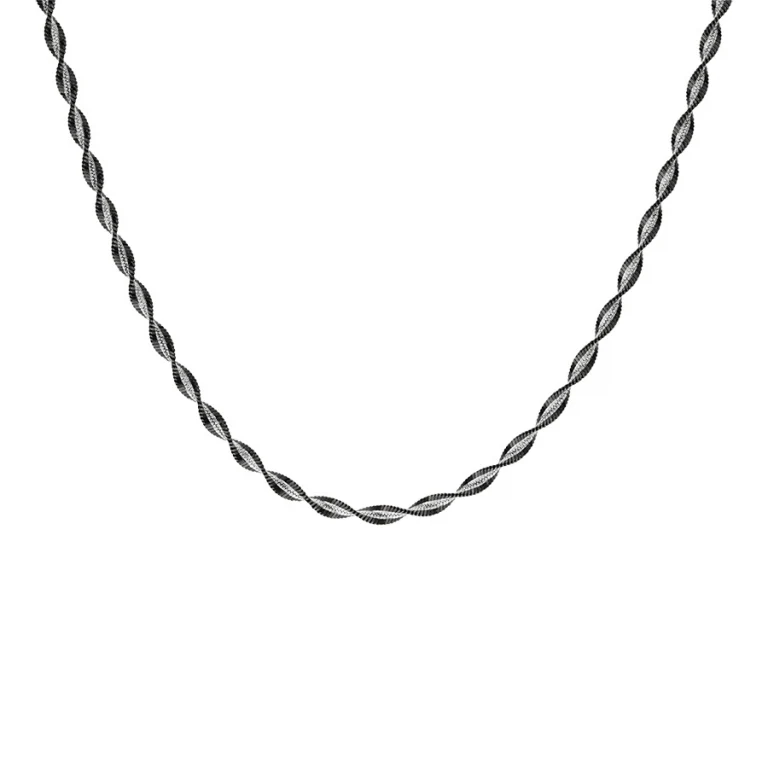 Collier ras de cou vrille coloris noir 40 cm – Argent 925 rhodié | Azuline
