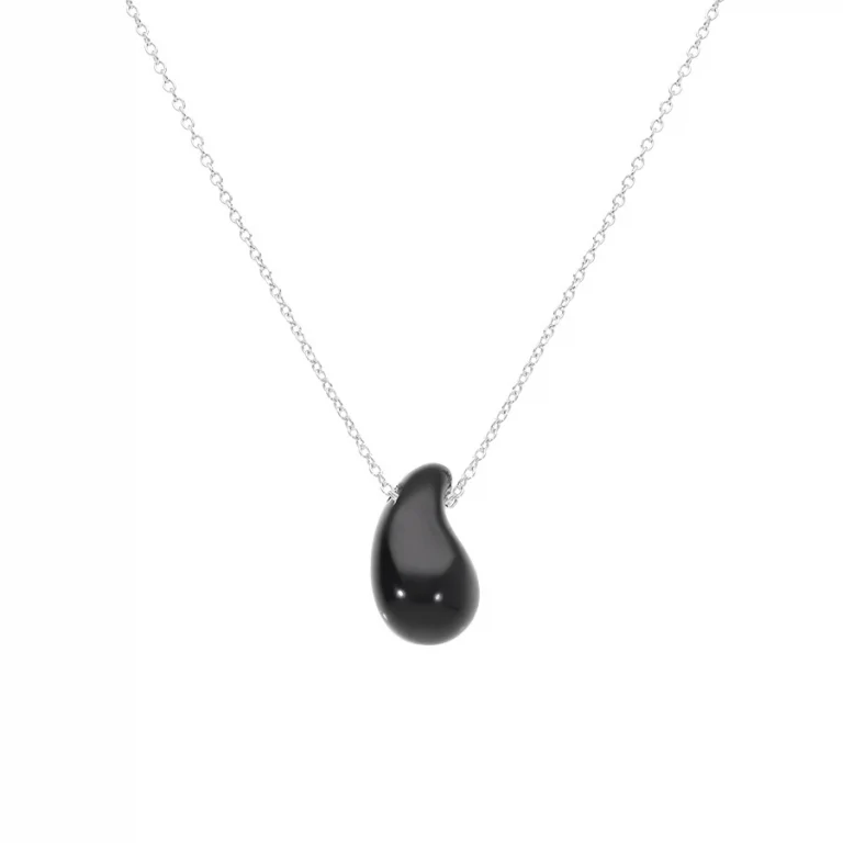 Collier goutte coloris noir – Argent 925 rhodié | Azuline