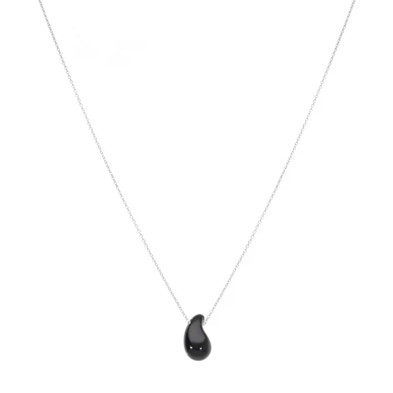 Collier goutte coloris noir – Argent 925 rhodié | Azuline