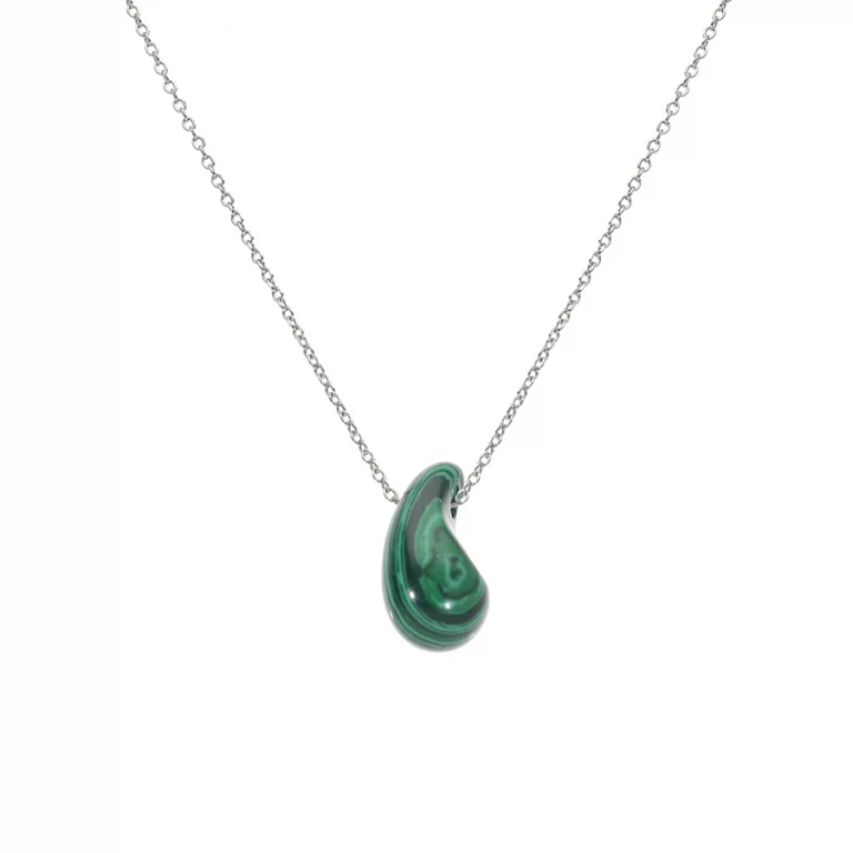 Collier goutte à verre malachite imitation – Argent 925 rhodié | Azuline
