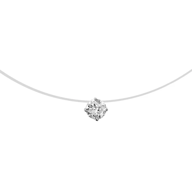 Collier solitaire à oxyde blanc 5mm – Argent 925 rhodié | Azuline