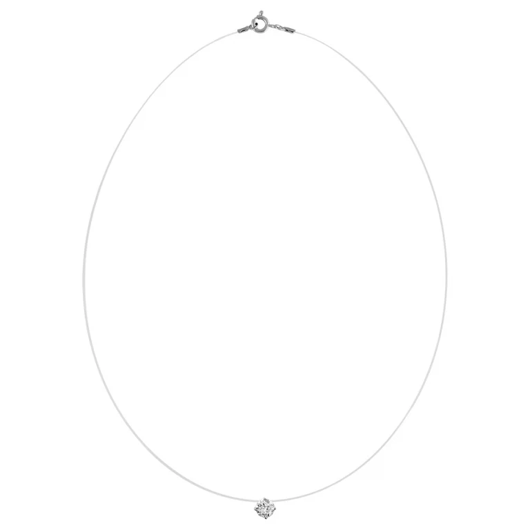 Collier solitaire à oxyde blanc 5mm – Argent 925 rhodié | Azuline