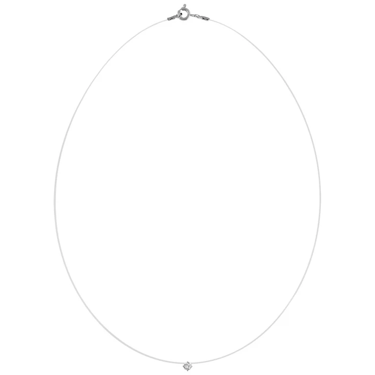 Collier solitaire à oxyde blanc – Argent 925 rhodié | Azuline
