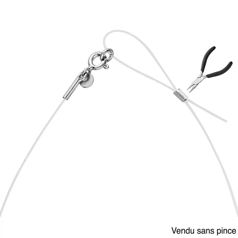 Collier long fil nylon réglable 50 cm – Argent 925 rhodié | Azuline