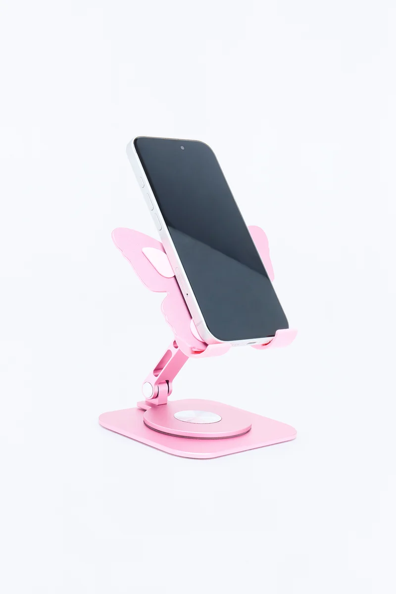 Butterfly Kisses Metal Phone Stand - Pink