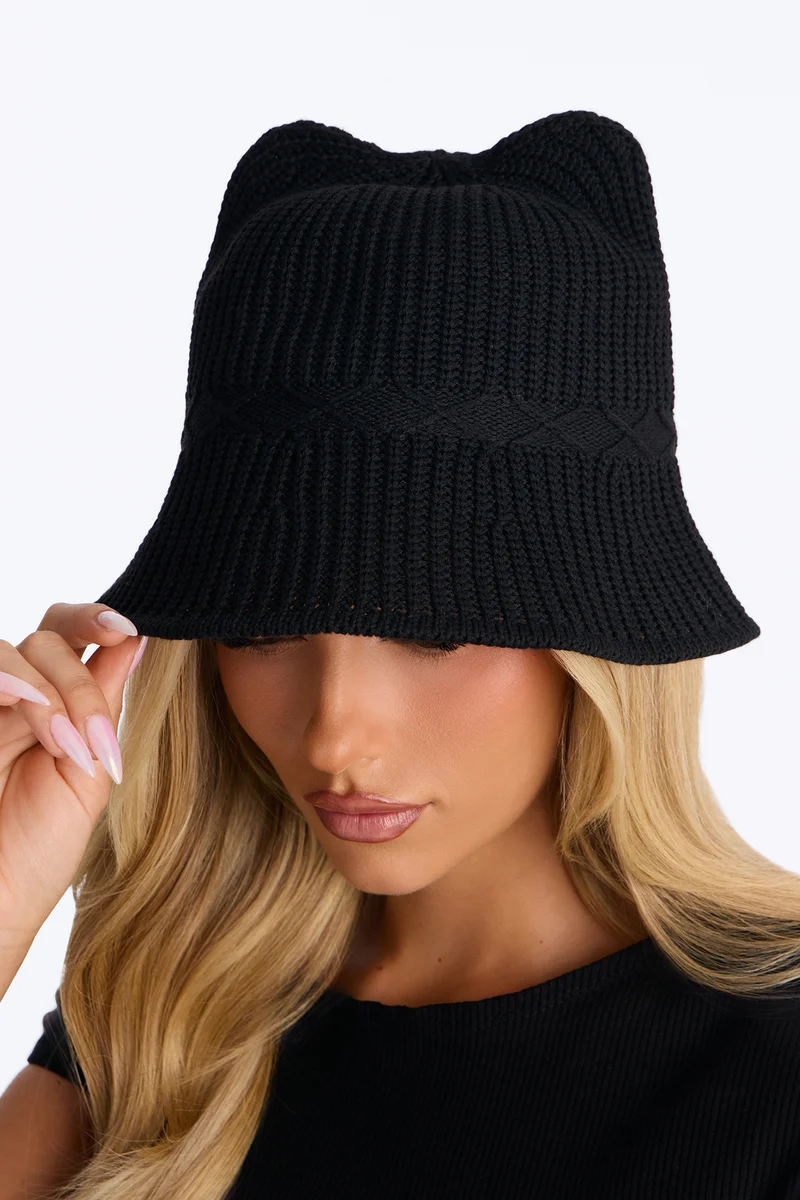 Earresistable Crochet Bucket Hat - Black