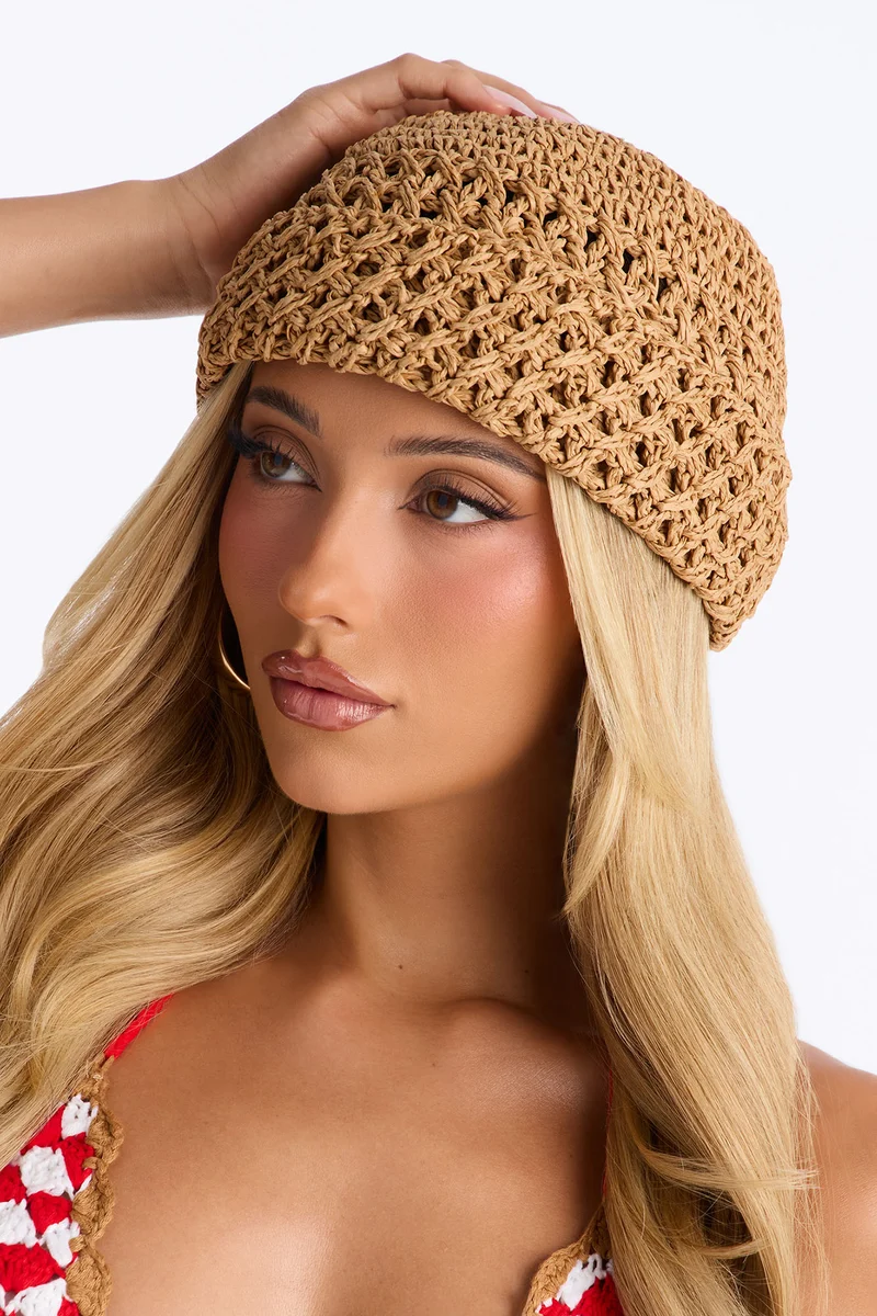 Head In The Sand Straw Beanie - Tan