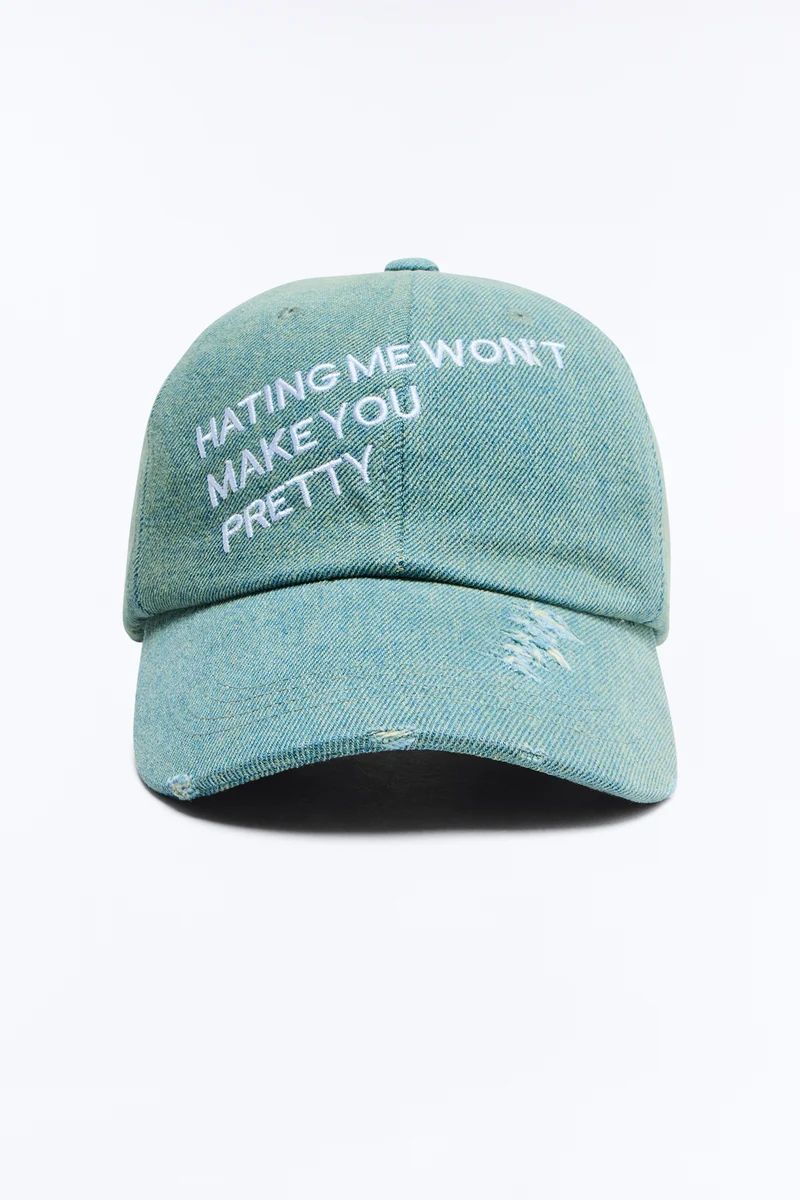 No Hate Denim Baseball Hat - Denim