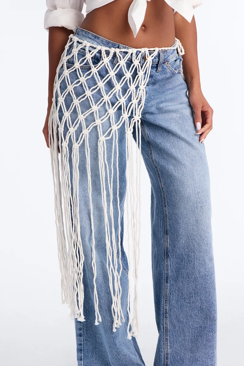 Plenty Of Fish Crochet Scarf Belt - Ivory
