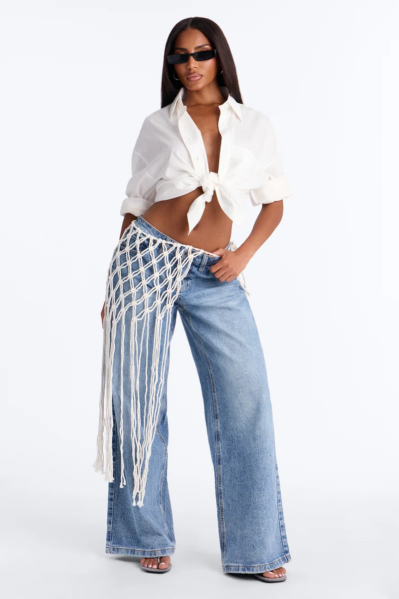 Plenty Of Fish Crochet Scarf Belt - Ivory