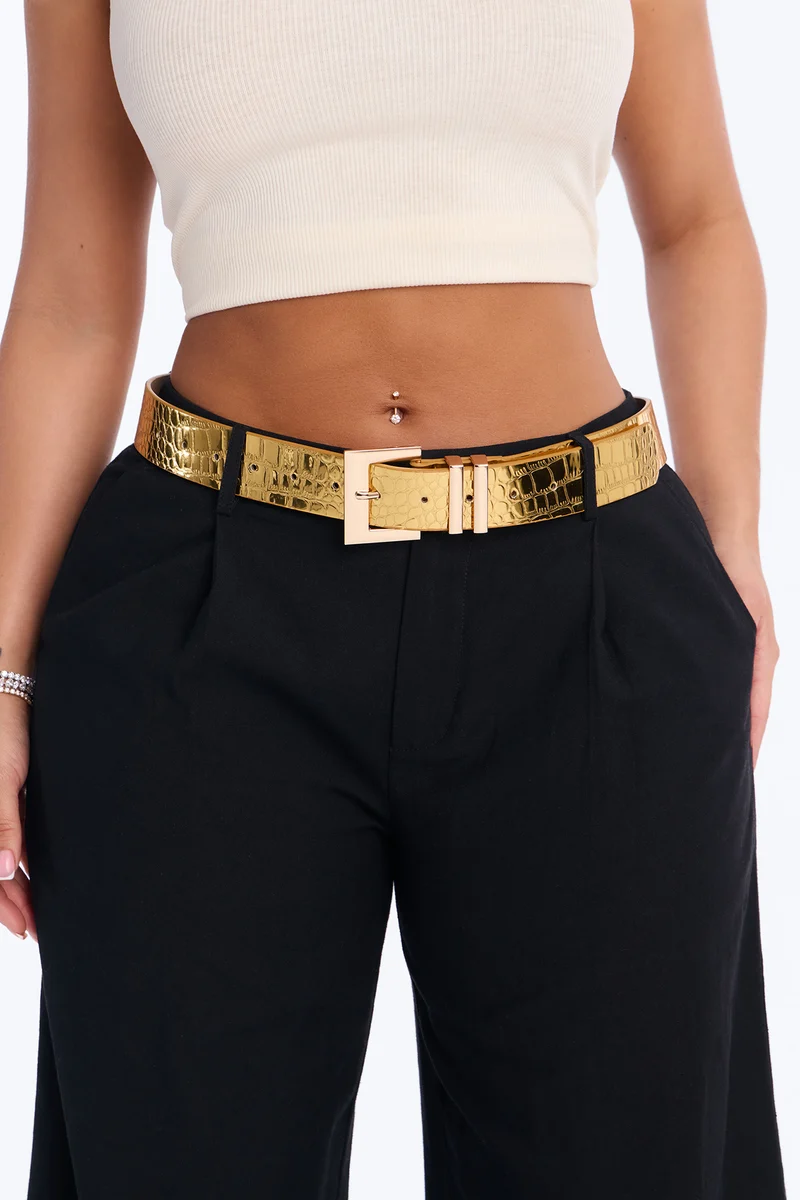 Too Far Gone Leather Belt - Gold