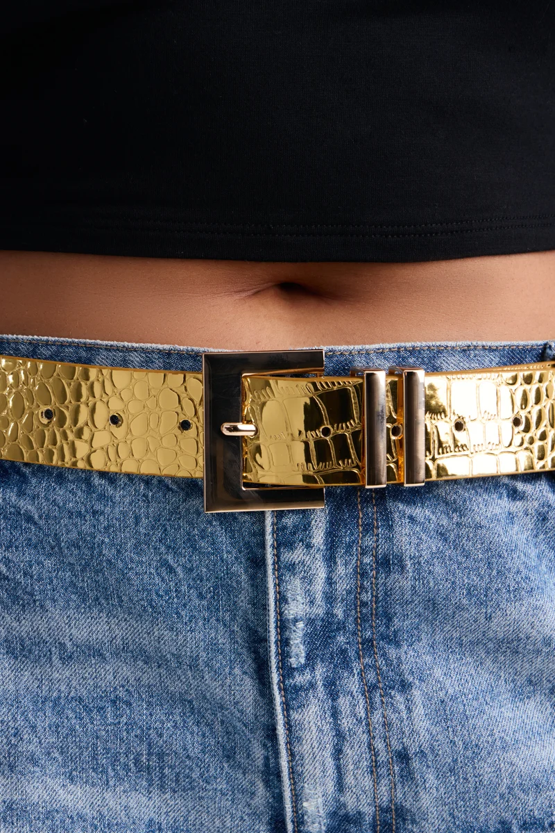 Too Far Gone Leather Belt - Gold