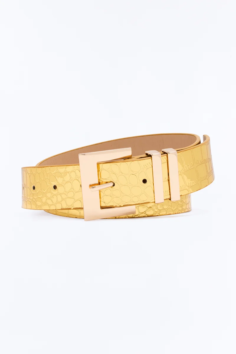 Too Far Gone Leather Belt - Gold
