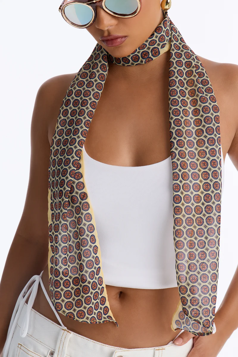 Flowing Muse Skinny Satin Scarf - Multi Color
