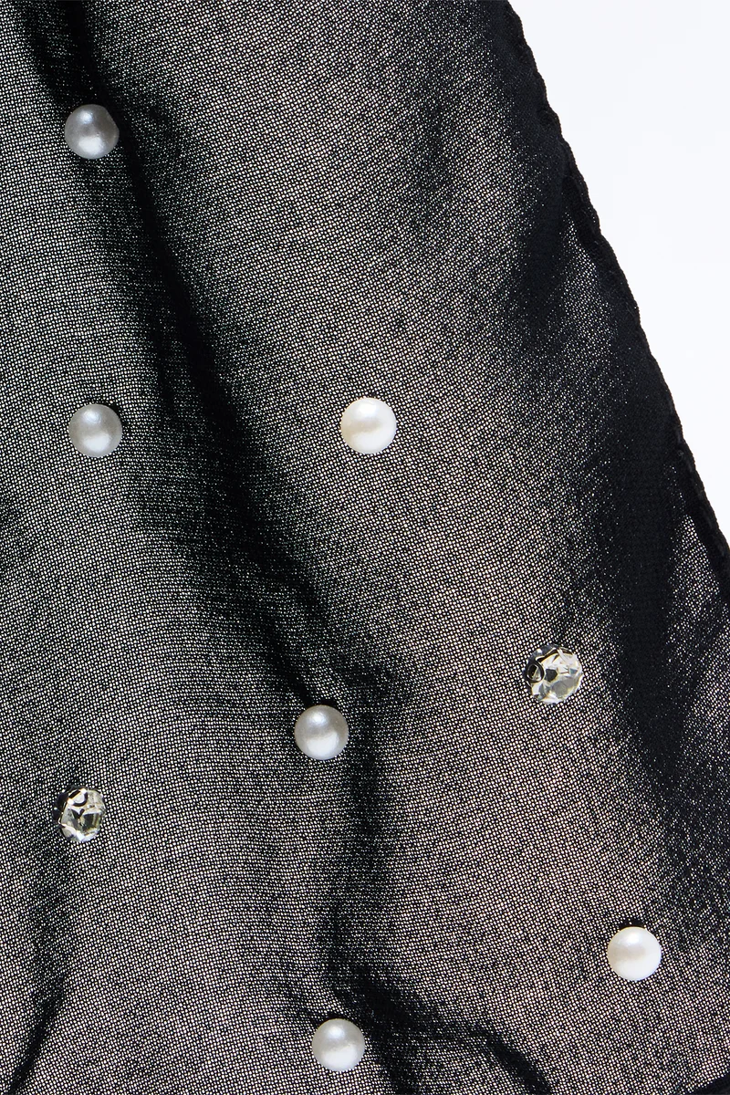 Night Sky Skinny Sheer Scarf - Black