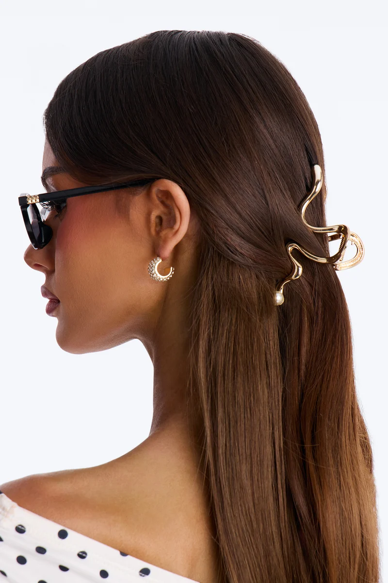 Waves On Hot Sand 3 Piece Claw Clip Set - Gold/combo