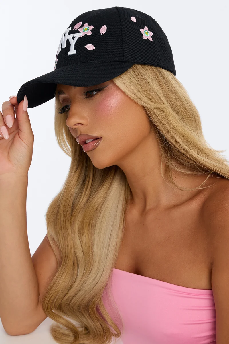 NY Flower Baseball Hat - Black/combo