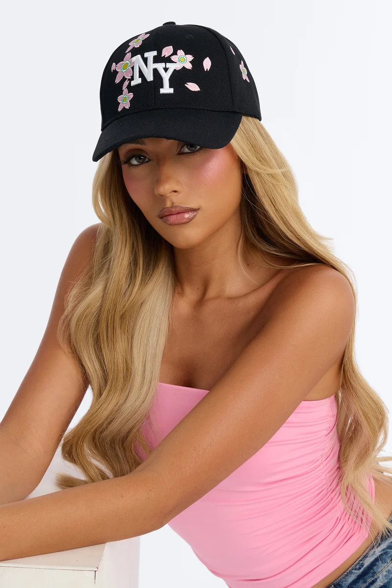NY Flower Baseball Hat - Black/combo
