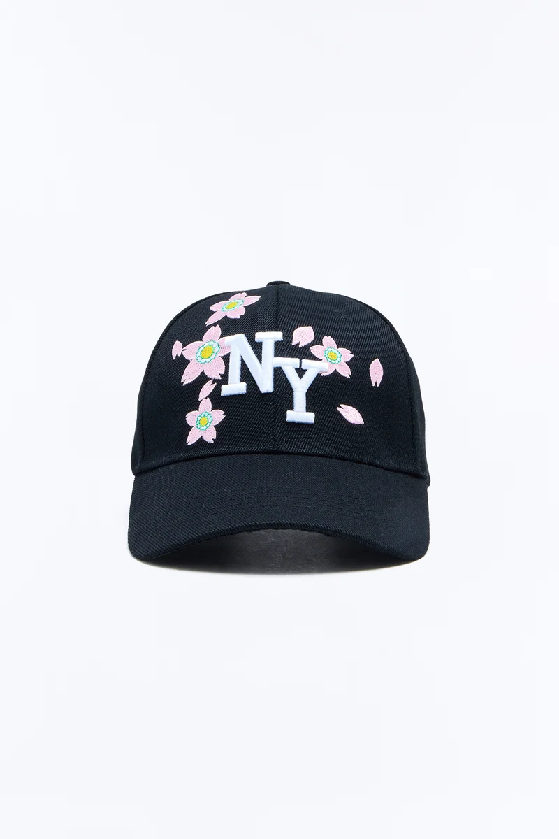 NY Flower Baseball Hat - Black/combo