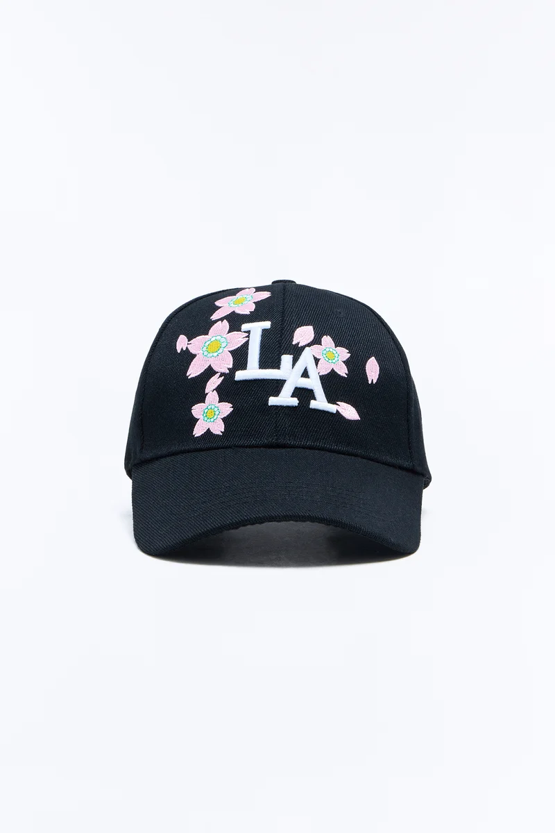 LA Flower Baseball Hat - Black/combo